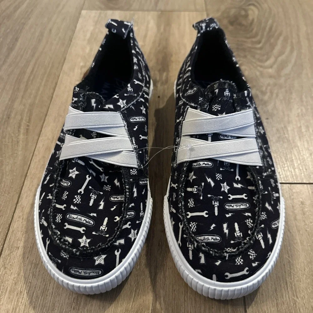 Blowfish Malibu Kids Boys Motor Club Slip On Racing‎ Flag Tools Sneaker Size 4